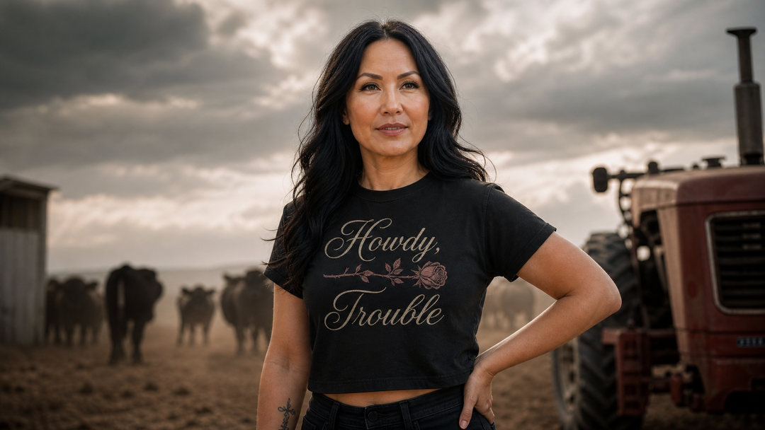 Refuse to Fade Club hero on-model in Howdy Trouble tee